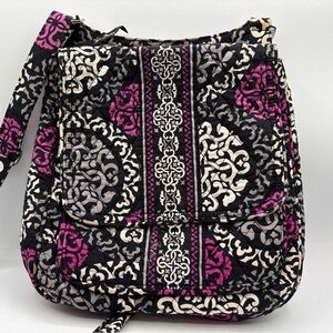 Vera Bradley Canterberry Magenta Quilted Crossbody Hipster Women Black/Gray EUC